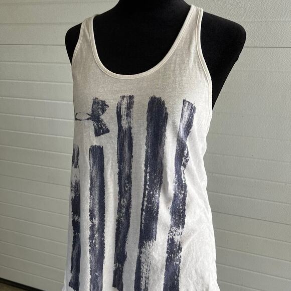 UNDER ARMOUR racer back American tank top, white, women's size S - Picture 2 of 4